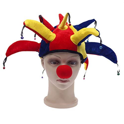 ibasenice Glocken Clown Hut Für Karneval Und Cosplay Bunte Mütze Mit Spassnase Für Bühnenaufführungen Und Festlichkeiten Perfekte Kostüm Accessoires Für Festivals Und Partys von ibasenice