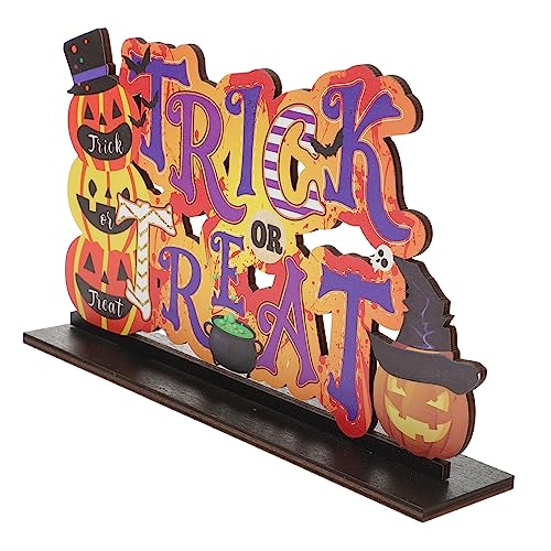 ibasenice Halloween-Ornamente Vintage Wohnkultur Halloween-Mittelstücke für Tische Retro-Küchentisch Halloween Figuren Halloween-Figuren Halloween-Tischschild Halloween Tischdekoration Holz von ibasenice