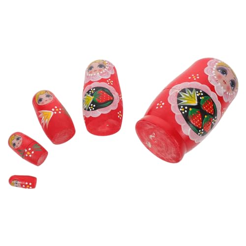 ibasenice Handbemaltes Holz-Set Russische Matroschka Puppen Bunte Erdbeer-mädchen Nesting Dolls Traditionelles Fünfschichtiges Stapelspielzeug Festliche Dekoration und Geschenk ibasenice Handbemaltes Holz-Set Russische Matroschka Puppen Bunte Erdbeer-mädchen Nesting Dolls Traditionelles Fünfschichtiges Stapelspielzeug Festliche Dekoration und Geschenk von ibasenice