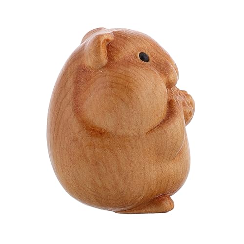 ibasenice Handgemachte Holztierornamente Mini Hamster Figur Für Wohndekoration Exquisite Holzschnitzerei Tierskulptur Sammlerstück Holz Tierfigur von ibasenice