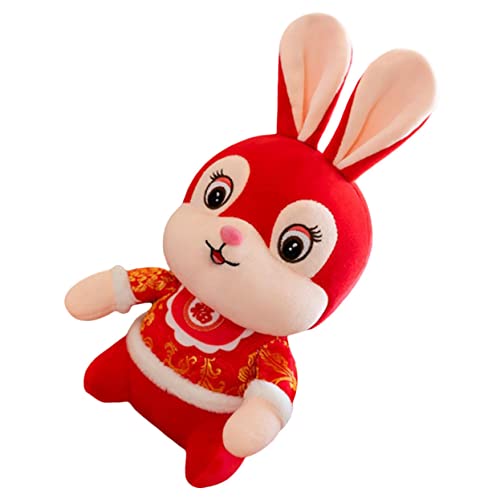 ibasenice Hasenpuppe des neuen Jahres Figur Kuscheltiere süßer Plüsch Karikatur Dinosaurier Cuddly Bunny Easter Bunny Toy Plüschkaninchenpuppenspielzeug Hasen Stofftiere kurzer Plüsch rot von ibasenice