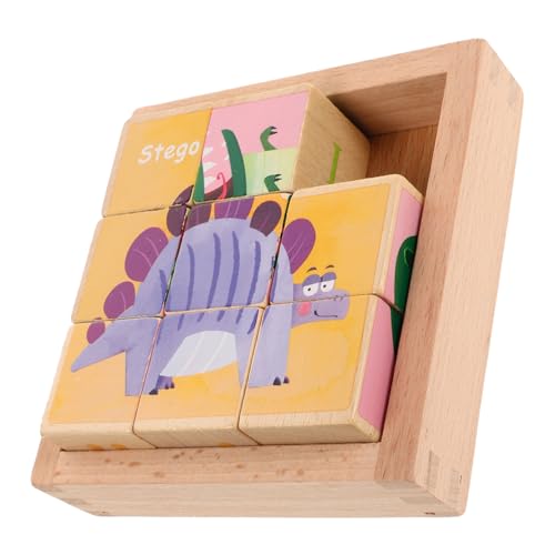 ibasenice Holz Puzzle Blöcke Spielzeug Für Kinder Holzpuzzle Interaktives Dinosaurierspielzeug Lernspielzeug Block-Puzzle Vorschulspielzeug Kinderspielzeug Dinosaurier Cartoon-Puzzle Hölzern von ibasenice