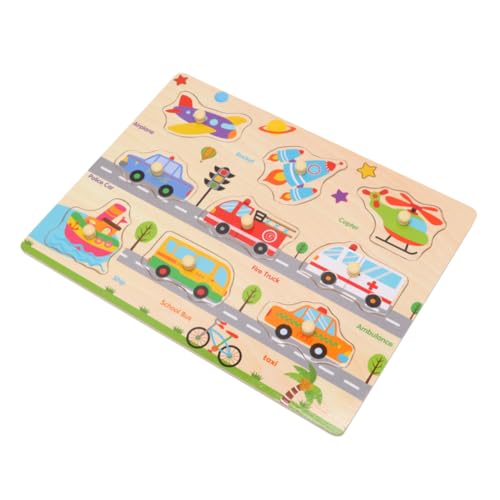 ibasenice Holz-lernspielzeug für Jungen und Mädchen Buntes Puzzle-Set Nägel Transport-Puzzle Formerkennungsspiele von ibasenice