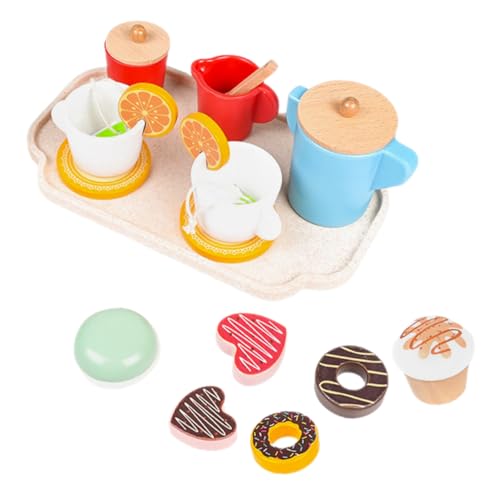 ibasenice Holzspielzeugset Lebensmittel Holzspielzeug Set Für 10 Teiliges Nachahmungstee Set Für Rollenspiele Afternoon Tea Für Ädchen Und Jungen Ideales Lernspielzeug Für Kreative Spielstunden von ibasenice