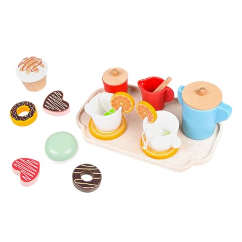 ibasenice Kinder Spielzeug Holzspielzeug Teeservice Set Für Imitationstee Party Set Mit Dessert Und Kuchen Rollenspielzeug Für Ädchen Perfekt Für Kreative Spielstunden Und Teeparty Dekorationen von ibasenice