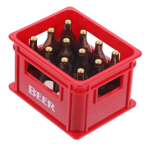 ibasenice Kasten Mini-bierkastenmodell Für Puppenspielzeug Puppenstubenbier Mit Körbchen Kleine Künstliche Pflanzen Für Die Innendekoration Mini- Zubehör Bausatz Harz Rot von ibasenice