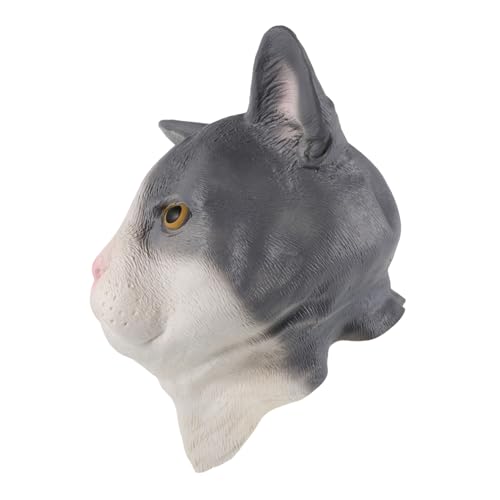 ibasenice Katze Kopfbedeckung Weiße Katzenmaske Lustige Masken Für Erwachsene Halloween-cosplay-maske Tierkopfmaske Katze Gesichtsmaske Realistische Katzenmaske Tiermasken Emulsion von ibasenice