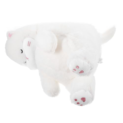 ibasenice Katzenkissen Katzenkuscheltier Kinder Kuscheltier Stoffkätzchen Geschenkideen Katzenliebhaber Plush cat gefülltes Katzenpuppenspielzeug Vogel Stofftier Plüschtier PP Baumwolle Weiß von ibasenice