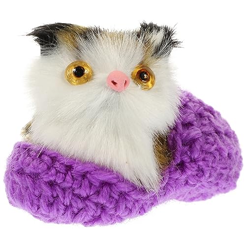 ibasenice Plüschkatze Spielzeug Katzen Katzenschmuck Katze Kuscheltier Katzenbälle Plüsch Entzückendes Katzendekor Katze Selber Machen Miniaturkatze Simulationskatzenpuppe Tierfigur Garn Violett von ibasenice