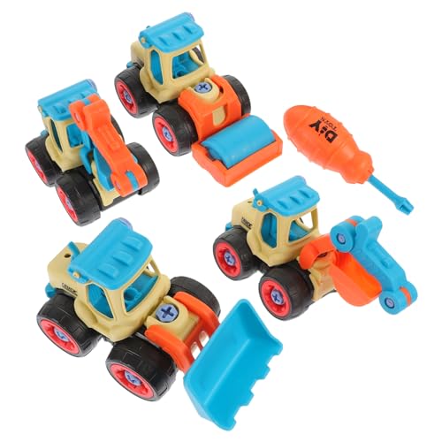 ibasenice Kinder-Montagetechnik Auto Bagger Bulldozer Spielzeug 5 Stück Set Kleinkind DIY-Montage LKW-Spielzeug Kreatives Demontagespielzeug von ibasenice