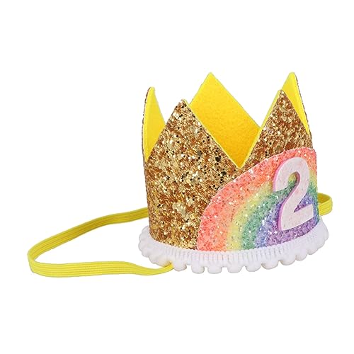 ibasenice Baby-Geburtstagsparty-Regenbogen-Kronen-Spitzen-Stirnband Haarband Baby-Geschenk Kleine Kappen Haarschmuck für Babys Kronenkopfschmuck Geburtstagsmütze für Kinder von ibasenice