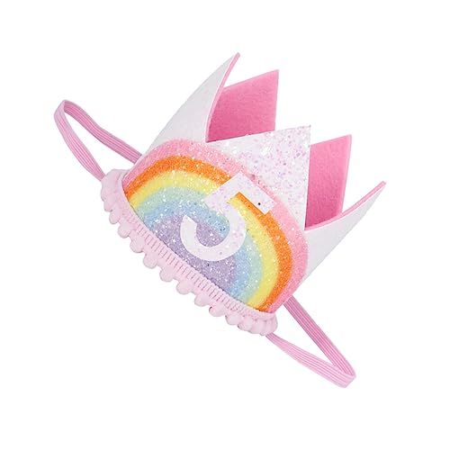 ibasenice Kronen spitze Haarband Kronenkopfschmuck alles zum geburtstag stirnband Kleinkind-Tiara party mitgebsel kinderparty mitgebsel Geburtstagskrone Kronenhut Stoff Rosa von ibasenice