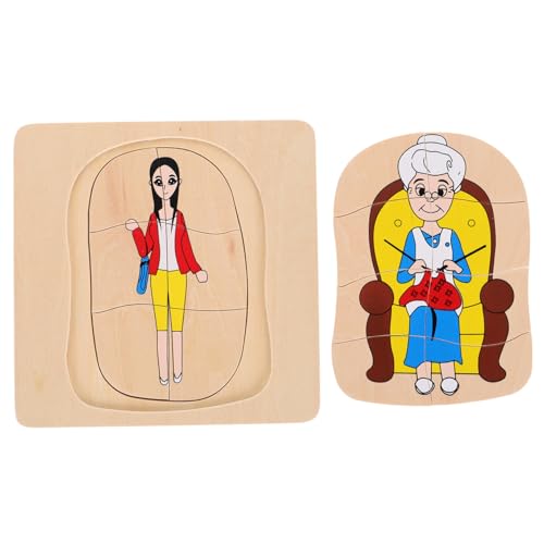 ibasenice Mehrschichtige Holzpuzzles Für Kinder, Holzpuzzle Für Den Menschlichen Körper, Montessori-lebenszyklus-lernbrett, Puzzle Für Kleinkinder, Pädagogisches Entwicklungsspielzeug von ibasenice