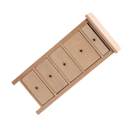 ibasenice Modellschmuck Bauen Miniatur-Möbeldekor Mini-Puppenschrank Miniaturdekoration schubladenschrank Miniatur-Schrankdekor dekorative Miniaturmöbel Mini-Basteldekore hölzern Beige von ibasenice