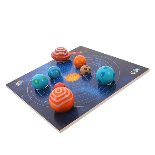 ibasenice Planetenkognitive Toys Rätsel Holzspielzeug Lernspielzeug Holz Kinderspielzeug Holz Planeten Puzzle Modellbrett aus Holz für das Sonnensystem Montessori-Holzbrettspiel von ibasenice