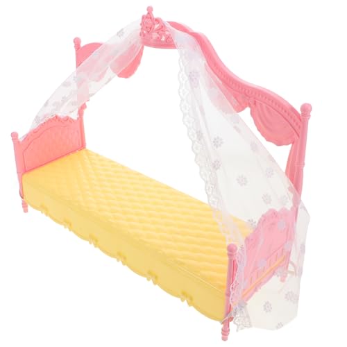 ibasenice Prinzessin Bett kinderzimmer Puppenhaus Accessoires Puppenbett Puppenhaus Zubehör Prinzessinnenbett für Kleinkinder Puppenhaus Babybett Spitze Rosa von ibasenice