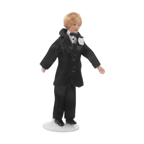 ibasenice Puppenhauspuppe Braut-bräutigam-Figur Paar Figur Tour-Outfit Kommode Dekorative Figuren Menschen Mini-charaktermodelle Bjd Miniatur-porzellanpuppe Puppenwagen Spielzeug Stoff Black von ibasenice