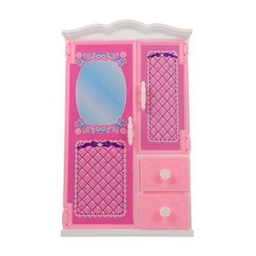 ibasenice Puppenkleiderschrank Plüsch Zubehör Prinzessin Puppenhaus Puppengarderobe Puppenmöbel Kleiderschrank Für Puppenkleider Puppenschrank Rosa Plastik von ibasenice