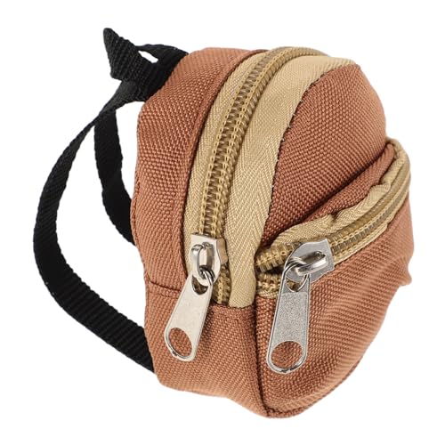 ibasenice Puppenrucksack Minirucksack Puppenrucksack Für Miniaturpuppen Zubehör Reißverschluss Schulranzen Für Schultaschen Für Minipuppen Puppenschultaschen Canvas Hellbraun von ibasenice