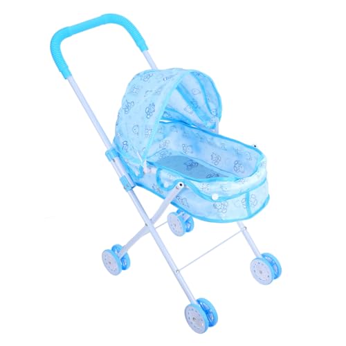 ibasenice Puppenwagen Kinderwagen Puppenzubehörwagen Mini-aufbewahrungswagen Kinder Spielen Küche Kleinkinder Puppenhauswagen Zubehör Für Babypuppen Spielzeugküche Sky-Blue Polyester von ibasenice