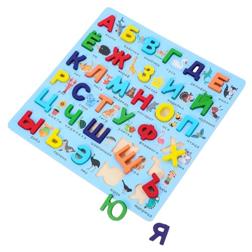 ibasenice Russisches Puzzle Werbekugelschreiber Flugzeug Rätsel Russisches Alphabet Puzzle Lernspielzeug für Alphabet-Lernspielzeugbrett zum Kindergeburtstag Holz von ibasenice