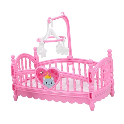 ibasenice Satz Puppenhaus-Cartoon-Bett Puppenbett Miniküche Babybett Für Puppen Puppenküche Spielzeugbett Puppenhauszubehör Und Möbel Puppenhausbett Puppenhausmöbel Mini- Rosa Abs von ibasenice