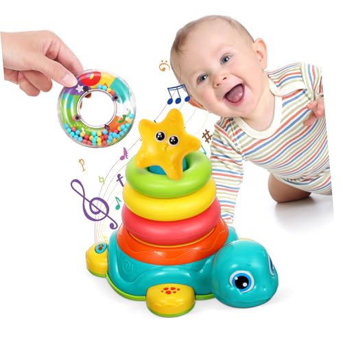 ibasenice Schildkröte Stapelspielzeug Krabbelndes Babyspielzeug Ringstapler Babyspielzeug Krabbelspielzeug Für Kleinkinder Musikspielzeug Für Babyspielzeug Für Jungen Plastik von ibasenice