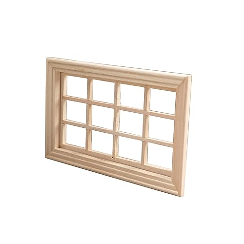 ibasenice Simulierte Fenster Heimdekoration Kind Dekoration Für Zu Hause Bausatz Puppe Mini- -miniaturtür Fee Miniaturen Mini-türmodell- Bausätze Minitür Häuser Beige Hölzern von ibasenice