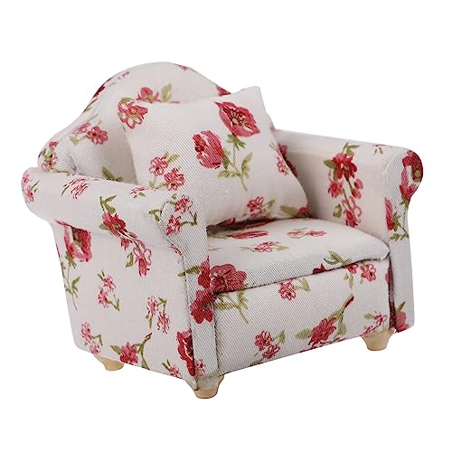 ibasenice Sofa-Modell Living Room Decoration wohnzimmerdeko Handgemachte Dekoration Wohnaccessoires für zu Hause Mini- - Couchsofa Mini-Möbel Mini-Sofamodell mit Blumenmuster hölzern von ibasenice