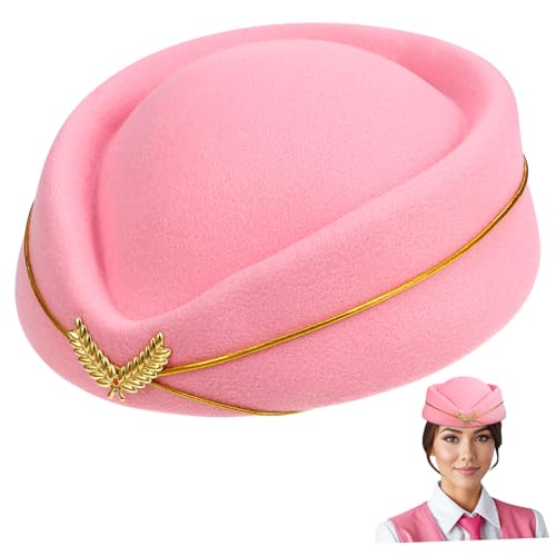 ibasenice Stewardess-Hut Airline-Hut Top-hat-kostüm Admiral Hut Flugbegleiterhut Groß Stewardessenmütze Aus Wollfilz Kostüm Einer Flugbegleiterin Damen Mützen Kostüm Hut Imitation Monny Rosa von ibasenice