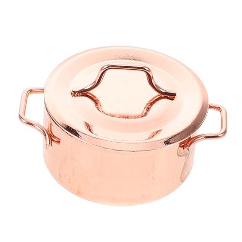 ibasenice Suppentopfmodell Puppen Miniaturtopf Miniatursachen Mini-küchenzubehör Mini- -küchenutensilien Mini-puppenhaus-zubehör Topf Für Puppenhauszubehör Topfstütze Legierung Rose Gold von ibasenice