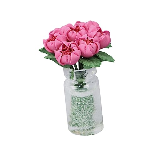 ibasenice Topfmodell Miniatur Blumen Bonsai Schmuck Puppenhaus Gartenpflanze Miniaturen Mini Rose Topfschmuck Miniatur Topfpflanze Mini Töpfe Rosendekor Kunstpflanze Harz Rosy von ibasenice