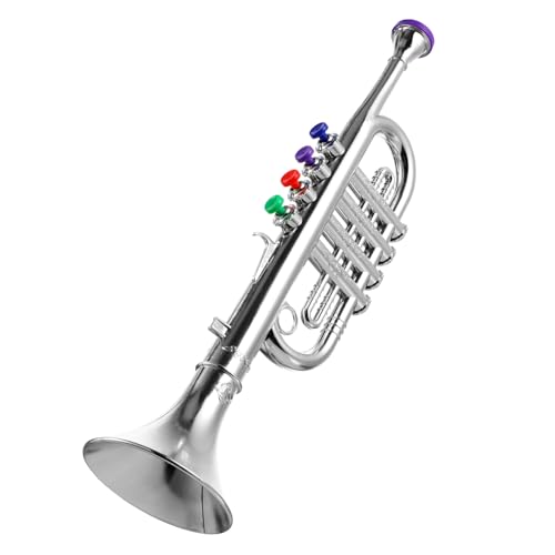 ibasenice Trompete Spielzeug kleine Trompete Party-Horn kinderinstrumente Kinder musikinstrumente Trompetenspielzeug für Kinder Instrumentenspielzeug für Kleinkinder Plastik Silver von ibasenice