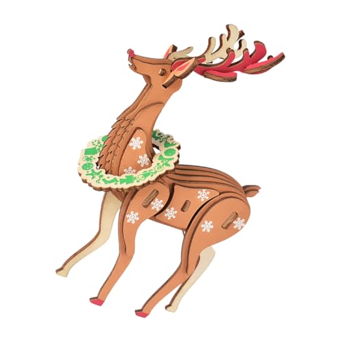 ibasenice Weihnachts-Hirsch-Puzzle Kinderpuzzle Holzpuzzle weihnachtsornament weihnachtsdeko weihnachtsbasteln Weihnachtsschmuck Weihnachtspuzzle aus Holz Rentier-Tischdekoration hölzern von ibasenice