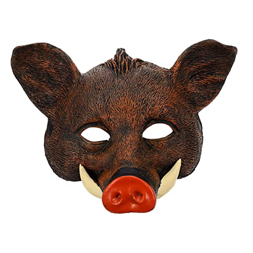 ibasenice Wildschwein Maske Halloween Gruselige Tiermasken Vampir Schweinekopfmasken Schweinemasken Reh Mantel Gruseliges Tier Schweinchen Masken Masken Besonderer Look Eber Brown Pu von ibasenice