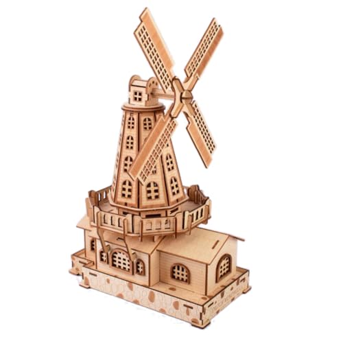 ibasenice Windmühlen-Puzzle Selber Machen Puzzle Windmühle Windmühlenpuzzle Aus Holz Windmühle Holzpuzzle 3D Ornamente Mechanisch Bambus von ibasenice