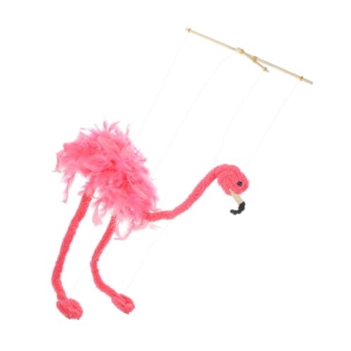 ibasenice Zeichenfolge Flamingo-Puppe Marionette Puppen Handpuppe Flamingo-Solarleuchten Flamingo Gartenverzierung Gruselige Puppe pelzige Tierpuppe Figurenhandwerk Plüsch Rosa von ibasenice