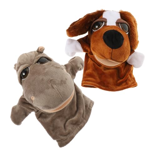 ibasenice Plush Toy Üsch Tier Handpuppen Für Interaktives Geschichtenerzählen Eltern Kind Stofftier Handpuppe Hippo Mit Großen Augen + Hund Mit Großen Augen Babysachen von ibasenice