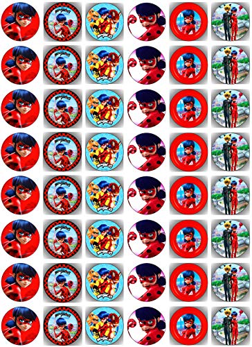 48 Muffin & Cupcake Aufleger vorgestanzt Fondant Kompatibel mit Miraculous Ladybug Nr. 3 von ich