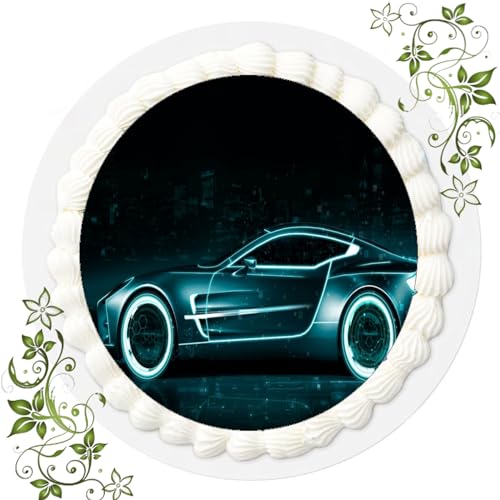 FONDANT Tortenbild, Zuckerbild mit Motiv, Essbares Foto für Torten, Tortenbild, Tortenaufleger Ø 20cm FONDANT Auto/Cars Nr. 14 von ich