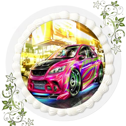 FONDANT Tortenbild, Zuckerbild mit Motiv, Essbares Foto für Torten, Tortenbild, Tortenaufleger Ø 20cm FONDANT Auto/Cars Nr. 7 von ich