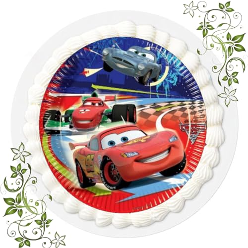 FONDANT Tortenbild, Zuckerbild mit Motiv, Essbares Foto für Torten, Tortenbild, Tortenaufleger Ø 20cm FONDANT Cars Nr. 27 von ich