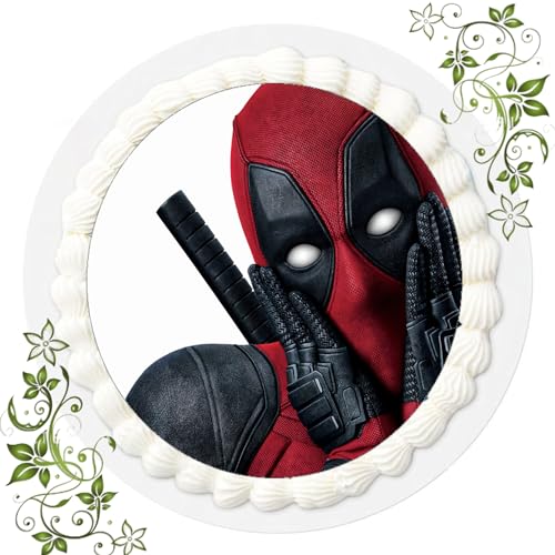 FONDANT Tortenbild, Zuckerbild mit Motiv, Essbares Foto für Torten, Tortenbild, Tortenaufleger Ø 20cm FONDANT Deadpool Nr. 6 von ich