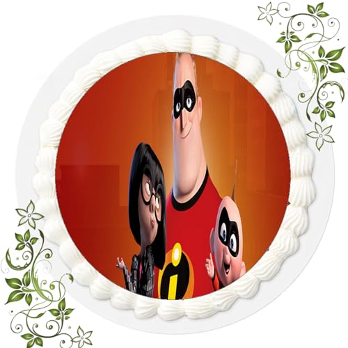 FONDANT Tortenbild, Zuckerbild mit Motiv, Essbares Foto für Torten, Tortenbild, Tortenaufleger Ø 20cm FONDANT Die Unglaublichen Nr. 10 von ich