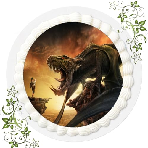 FONDANT Tortenbild, Zuckerbild mit Motiv, Essbares Foto für Torten, Tortenbild, Tortenaufleger Ø 20cm FONDANT Dinosaurier Nr. 41 von ich