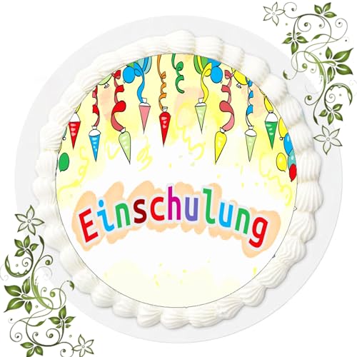 FONDANT Tortenbild, Zuckerbild mit Motiv, Essbares Foto für Torten, Tortenbild, Tortenaufleger Ø 20cm FONDANT Einschulung Nr. 13 von ich