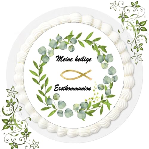 FONDANT Tortenbild, Zuckerbild mit Motiv, Essbares Foto für Torten, Tortenbild, Tortenaufleger Ø 20cm FONDANT Erstkommunion Firmung Kommunion Nr. 1 von ich