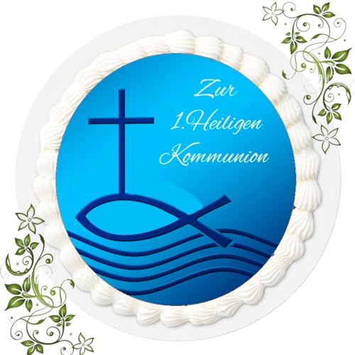 FONDANT Tortenbild, Zuckerbild mit Motiv, Essbares Foto für Torten, Tortenbild, Tortenaufleger Ø 20cm FONDANT Erstkommunion Firmung Kommunion Nr. 14 von ich