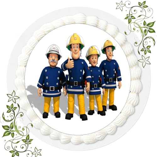 FONDANT Tortenbild, Zuckerbild mit Motiv, Essbares Foto für Torten, Tortenbild, Tortenaufleger Ø 20cm FONDANT Feuerwehrmann Sam Nr. 13 von ich