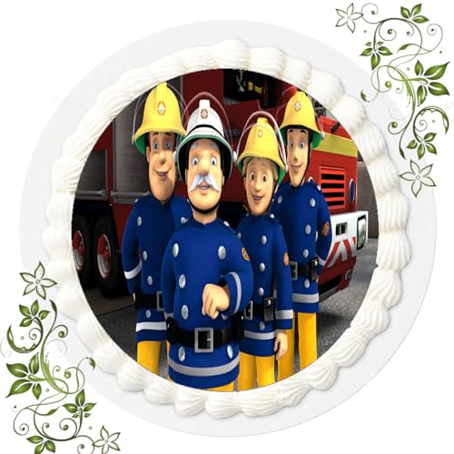 FONDANT Tortenbild, Zuckerbild mit Motiv, Essbares Foto für Torten, Tortenbild, Tortenaufleger Ø 20cm FONDANT Feuerwehrmann Sam Nr. 45 von ich